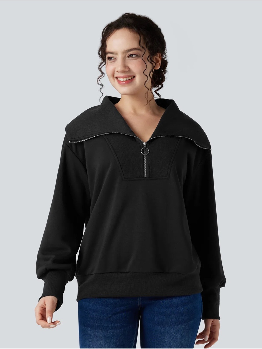 Halara Half Zipper Long Sleeve Relaxed Casual Sweatshirt